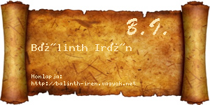 Bálinth Irén névjegykártya